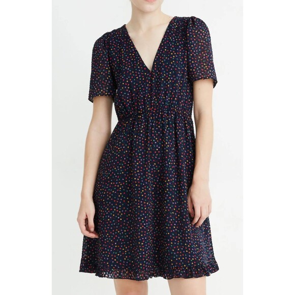 Madewell Dresses & Skirts - Madewell Dress Size 6 Blue Polka Dot Mini Ruffle Hem